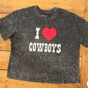 Rebellious One Black and Red 'I Love Cowboys' Tee